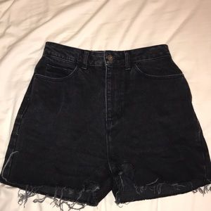 Collusion black denim shorts